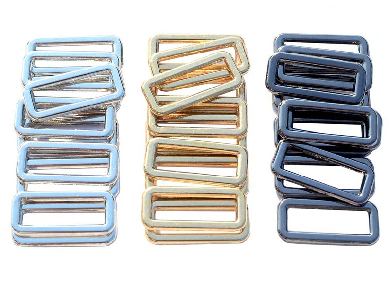 DGOL 30pcs 1 inch Thin Belt Bag Die Cast Rectangle Ring Buckles Webbing Strap Loops Adjuster Square Buckle in 3 Color - Image 1
